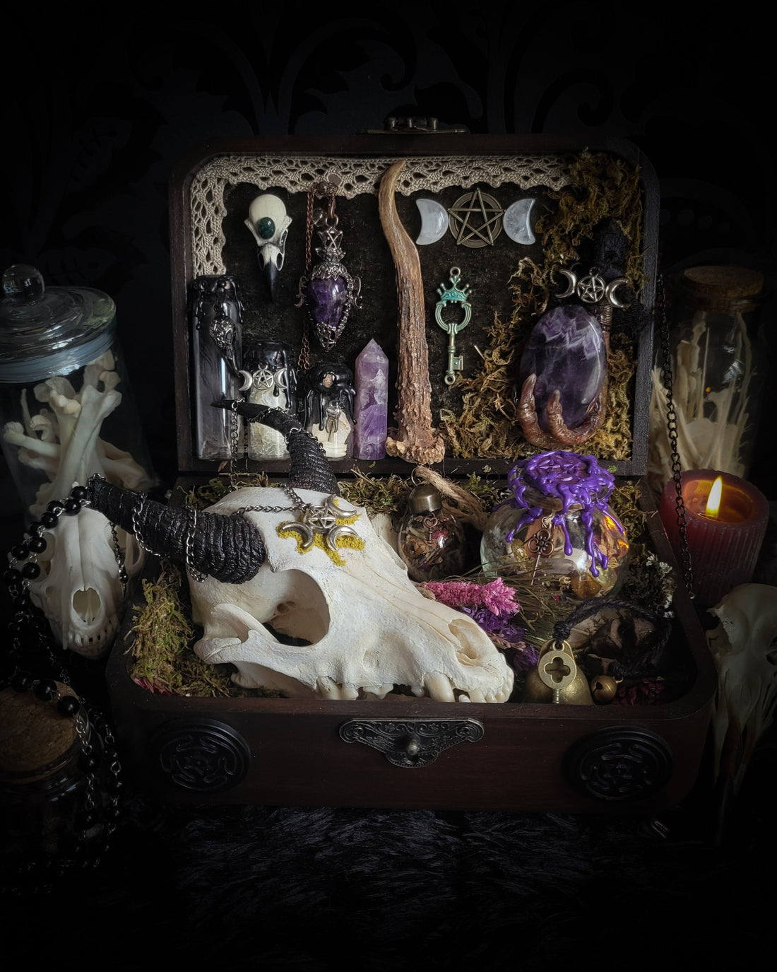 Deity Devotion Casket — handcrafted gothic box with sacred iconography