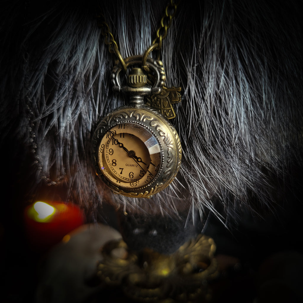 Silent Companion — handmade gothic art doll, made to order. One-of-a-kind puppet with real animal skull on antique decorative base, fully handmade original character. Dark collectible sculpture by Morbid Oddities.