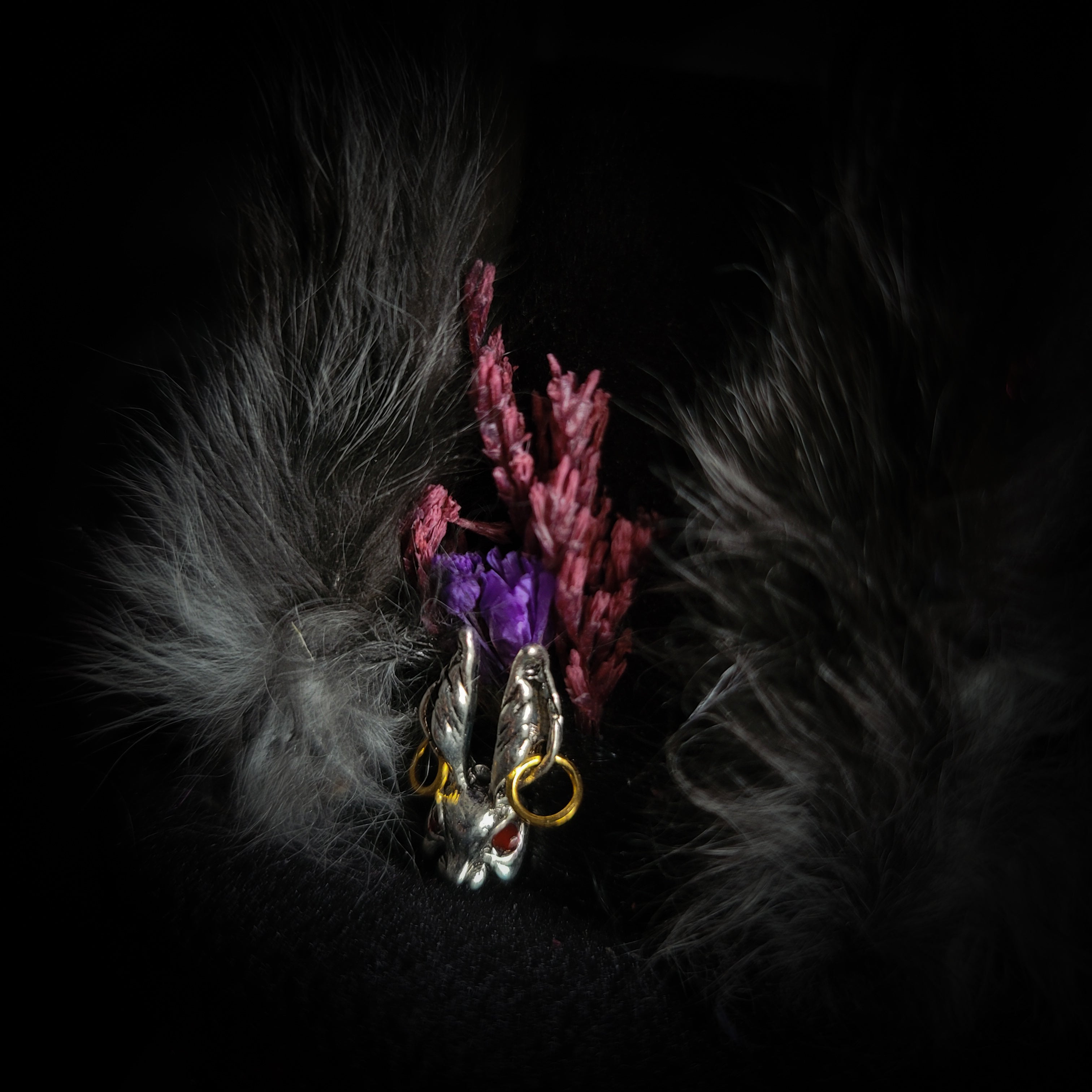 Silent Companion — handmade gothic art doll, made to order. One-of-a-kind puppet with real animal skull on antique decorative base, fully handmade original character. Dark collectible sculpture by Morbid Oddities.