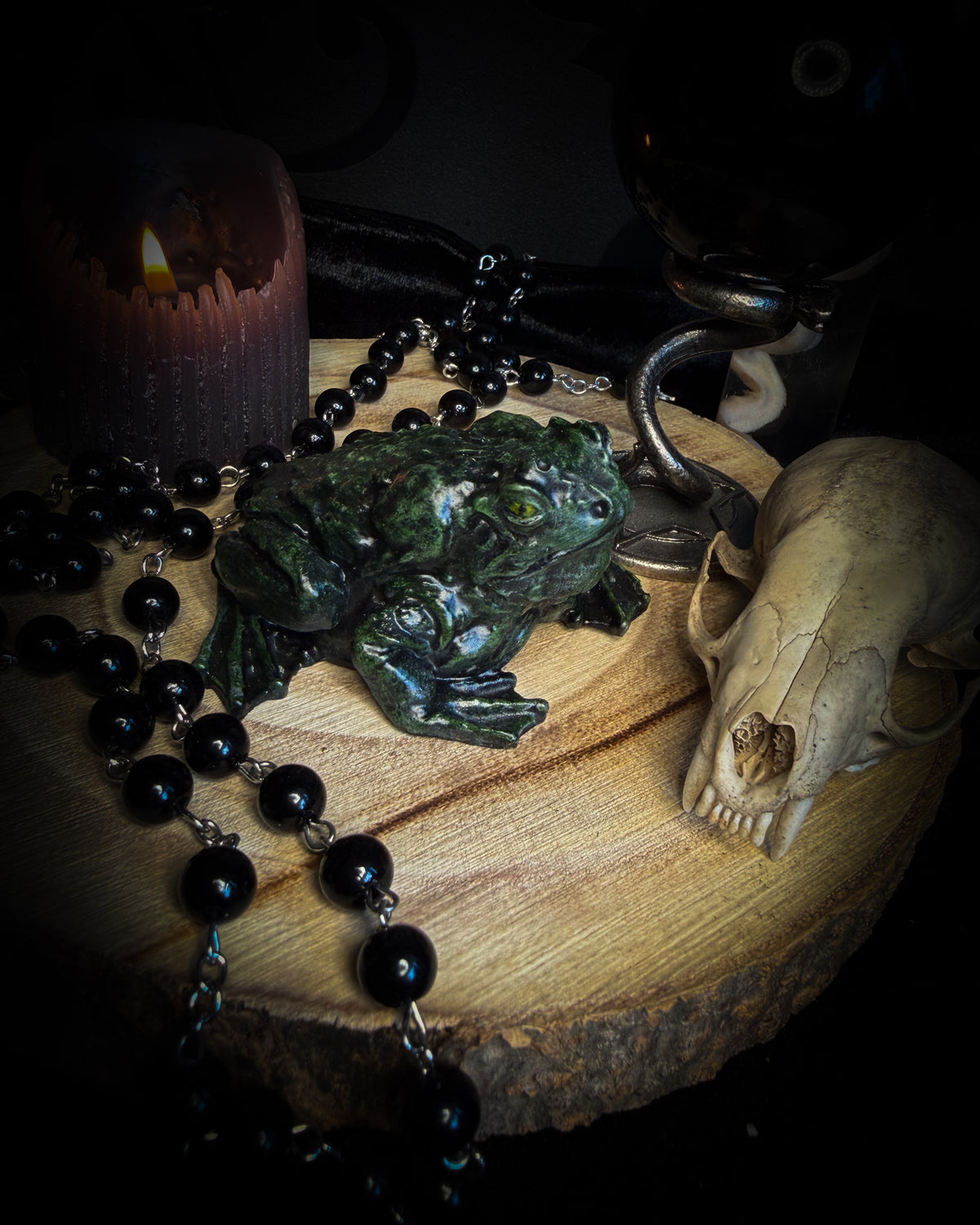 Handmade gothic toad figurine sculpture, hand-painted, whimsical dark decor | Morbid Oddities