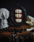 Condylium | Small Relics — handmade gothic wall relic with real deer metapodial bone, natural condylar structure preserved, hand-cast and hand-painted gothic frame with deep contrasting background, 12x10cm