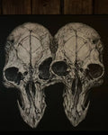 Custom Painting — hand-painted gothic skull and skeleton artwork, made to order. Realistic anatomical painting on canvas in handmade wooden frame, sealed with protective varnish. Original dark art commission by Morbid Oddities.

