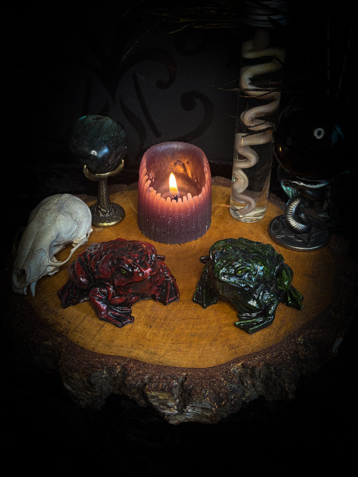 Handmade gothic toad figurine sculpture, hand-painted, whimsical dark decor | Morbid Oddities