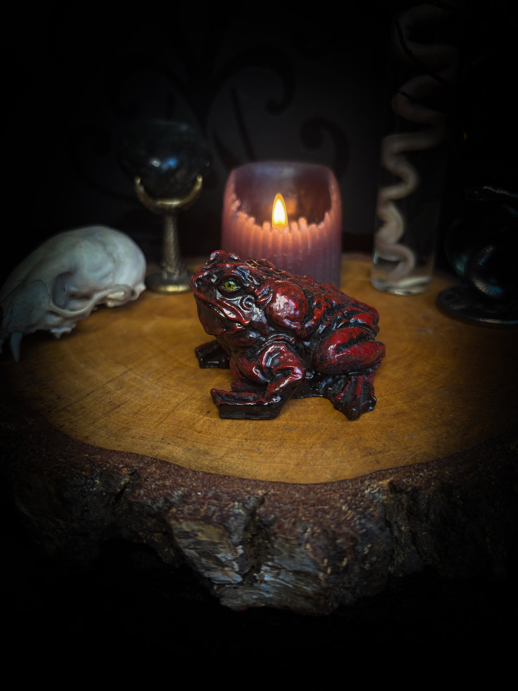 Handmade gothic toad figurine sculpture, hand-painted, whimsical dark decor | Morbid Oddities