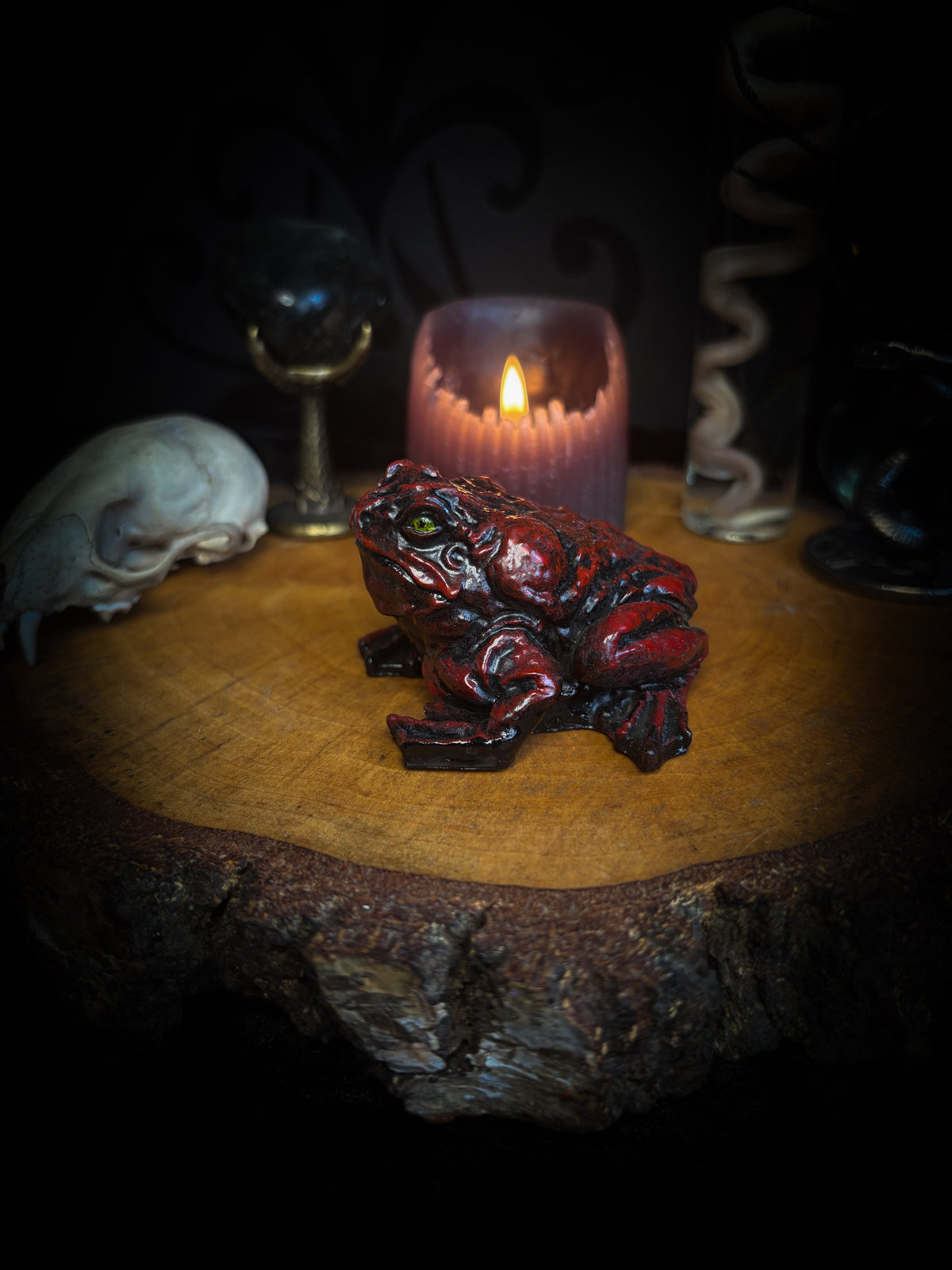 Handmade gothic toad figurine sculpture, hand-painted, whimsical dark decor | Morbid Oddities