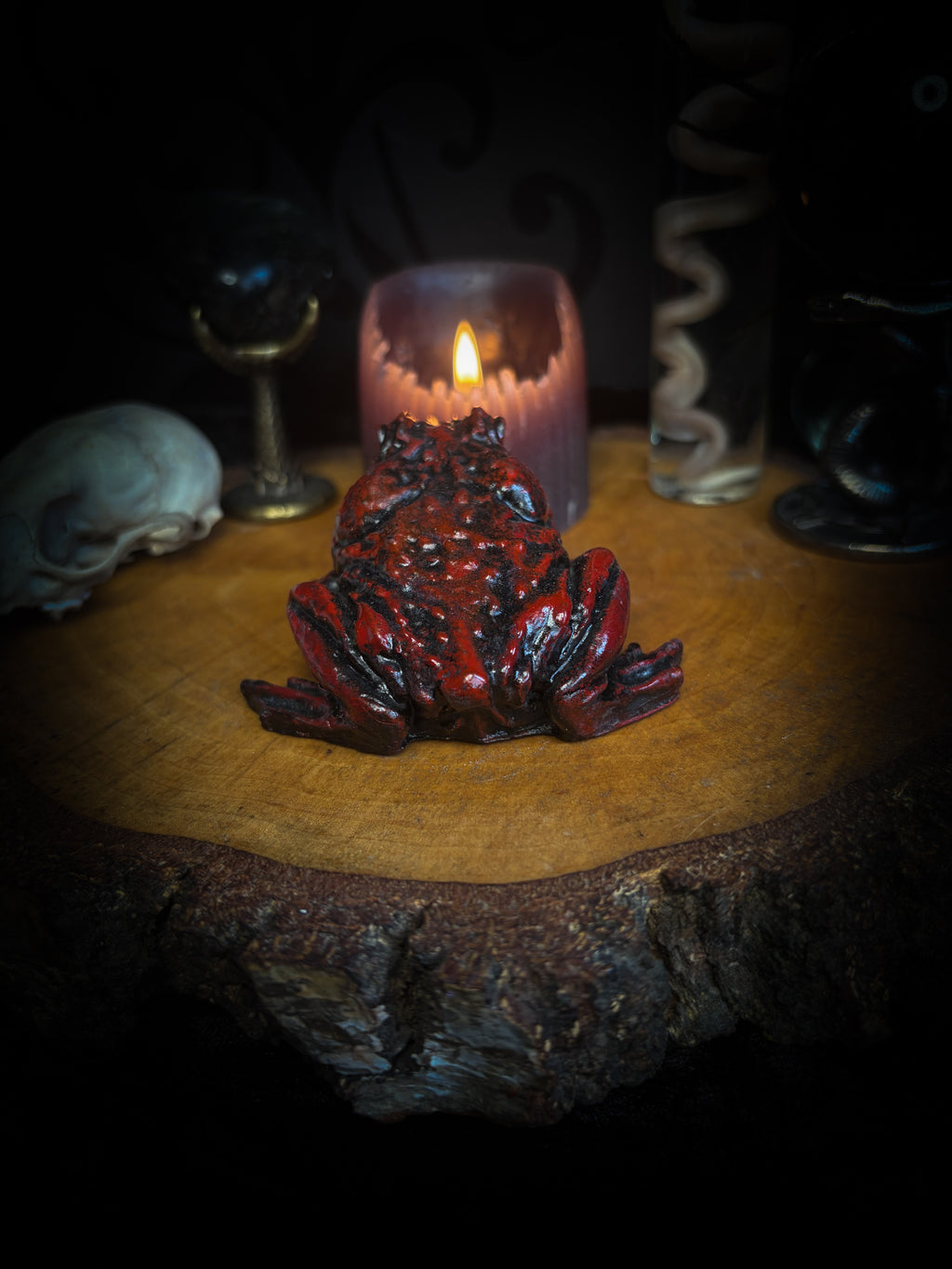 Handmade gothic toad figurine sculpture, hand-painted, whimsical dark decor | Morbid Oddities