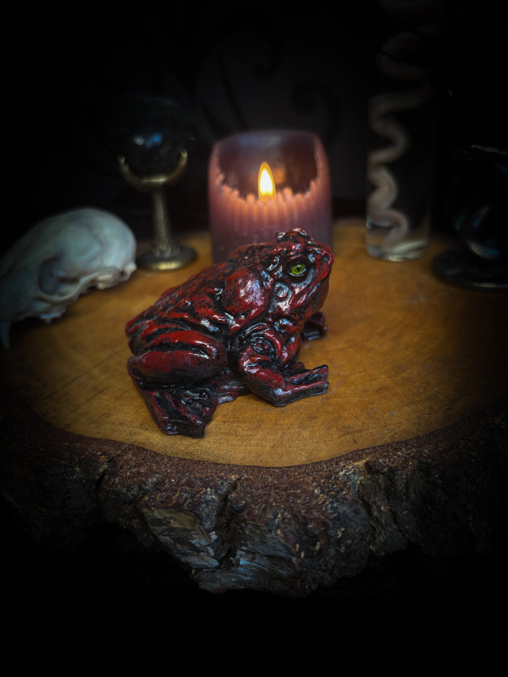 Handmade gothic toad figurine sculpture, hand-painted, whimsical dark decor | Morbid Oddities