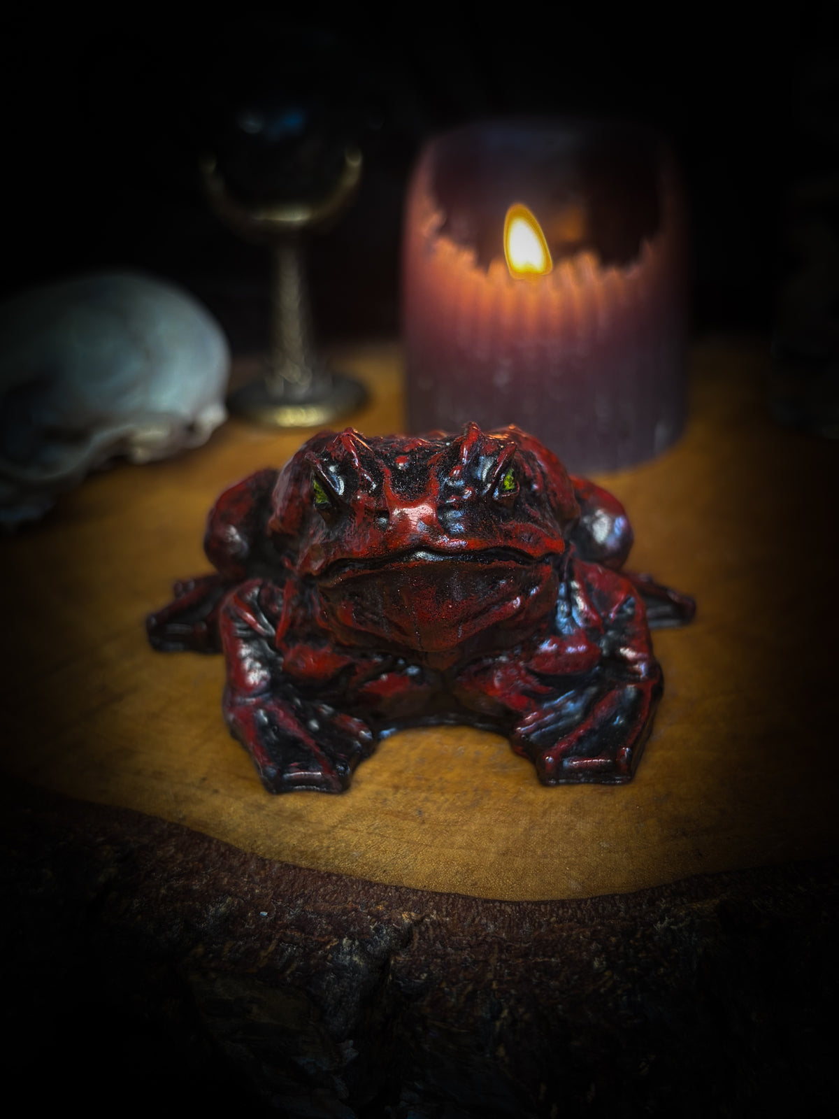 Handmade gothic toad figurine sculpture, hand-painted, whimsical dark decor | Morbid Oddities