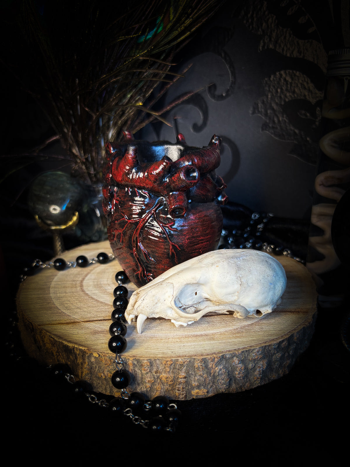 Handmade gothic anatomical heart vessel sculpture, hand-painted, dark macabre decor | Morbid Oddities