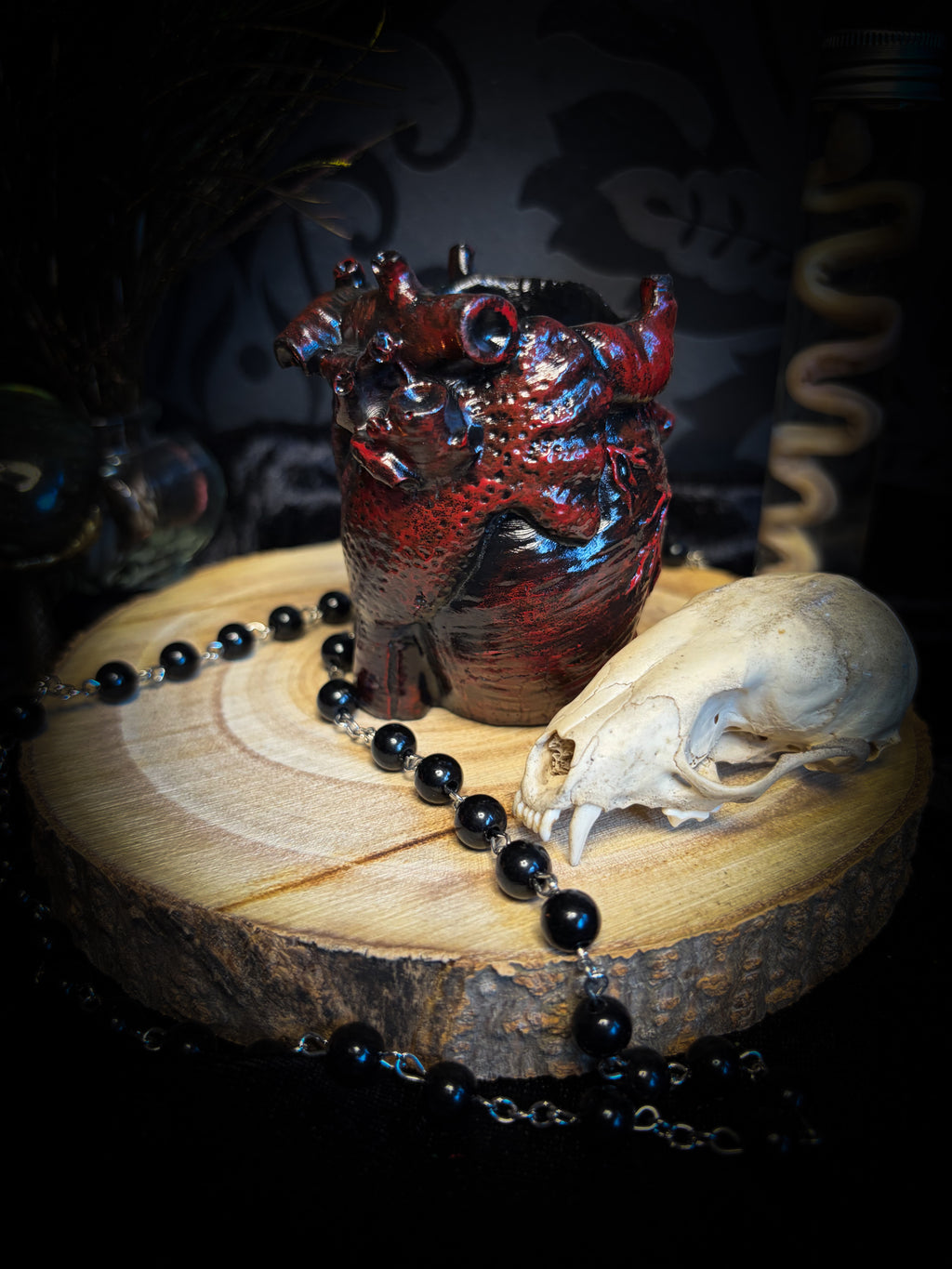 Handmade gothic anatomical heart vessel sculpture, hand-painted, dark macabre decor | Morbid Oddities