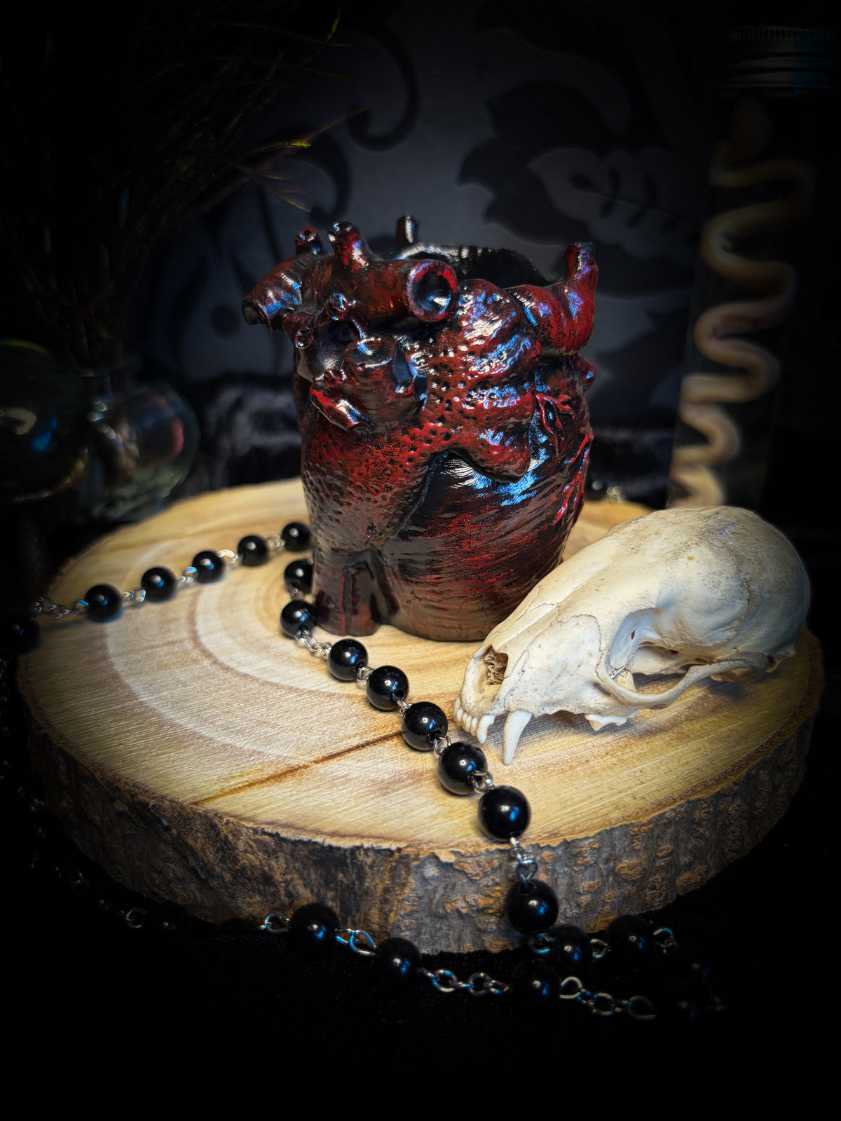 Handmade gothic anatomical heart vessel sculpture, hand-painted, dark macabre decor | Morbid Oddities