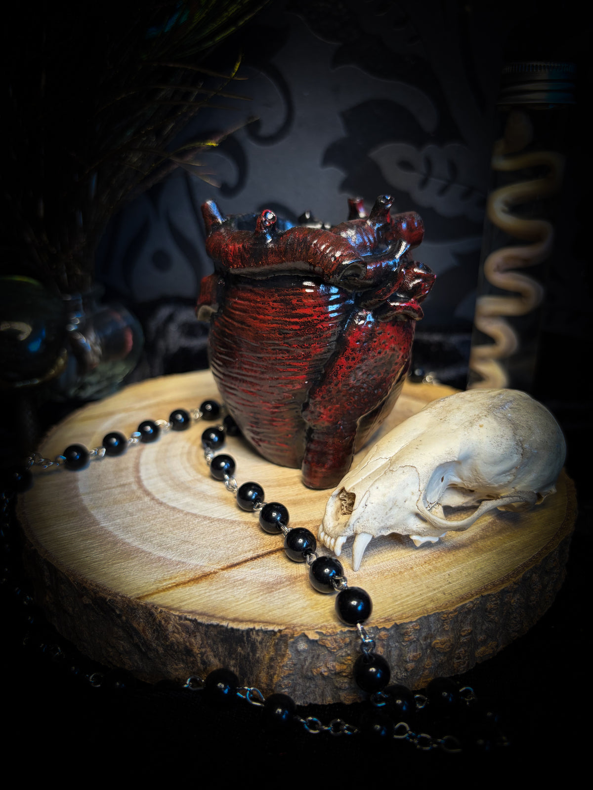 Handmade gothic anatomical heart vessel sculpture, hand-painted, dark macabre decor | Morbid Oddities