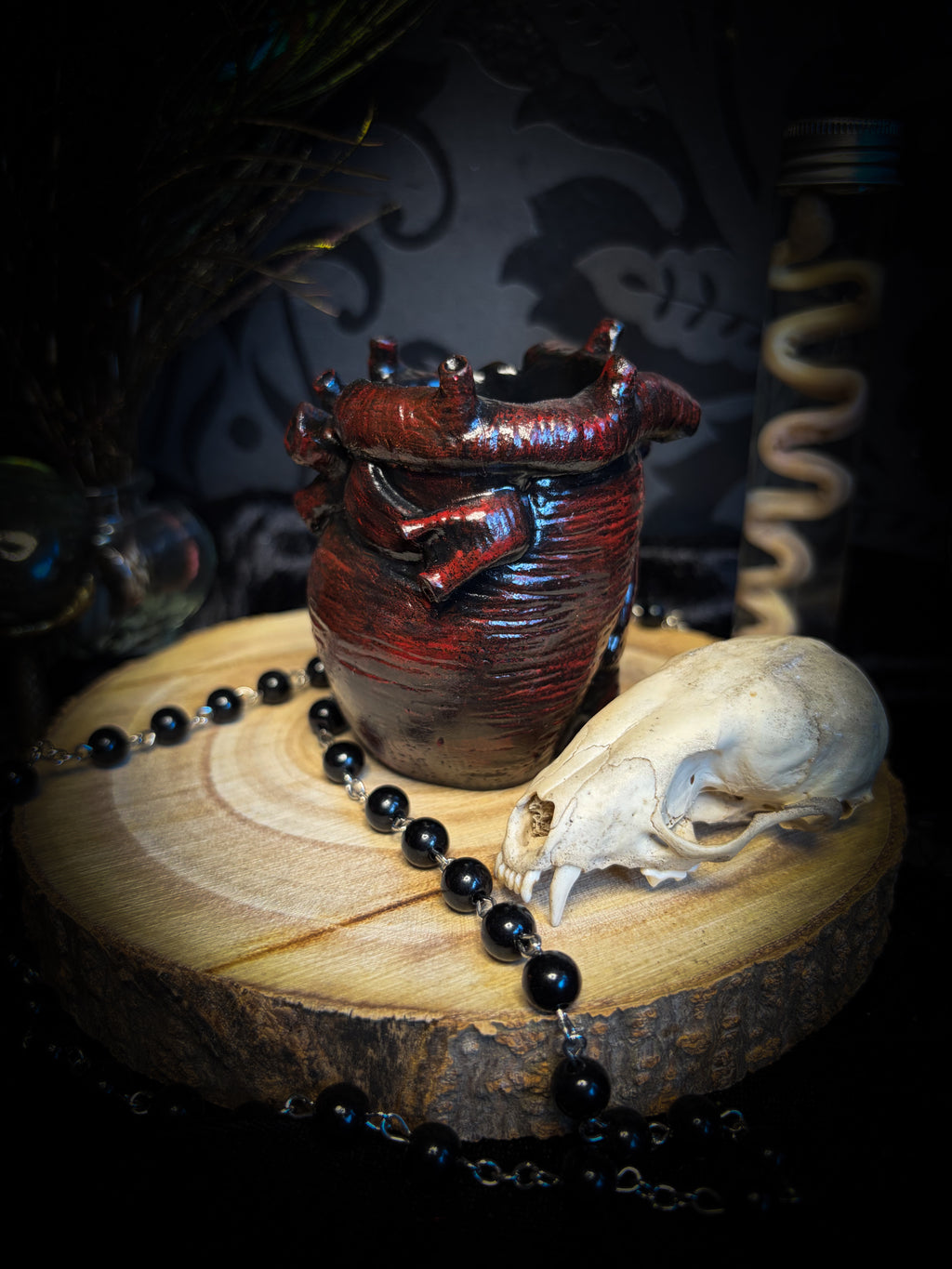Handmade gothic anatomical heart vessel sculpture, hand-painted, dark macabre decor | Morbid Oddities