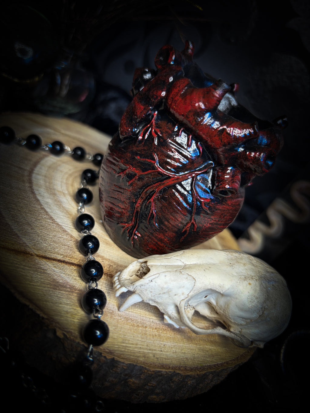 Handmade gothic anatomical heart vessel sculpture, hand-painted, dark macabre decor | Morbid Oddities