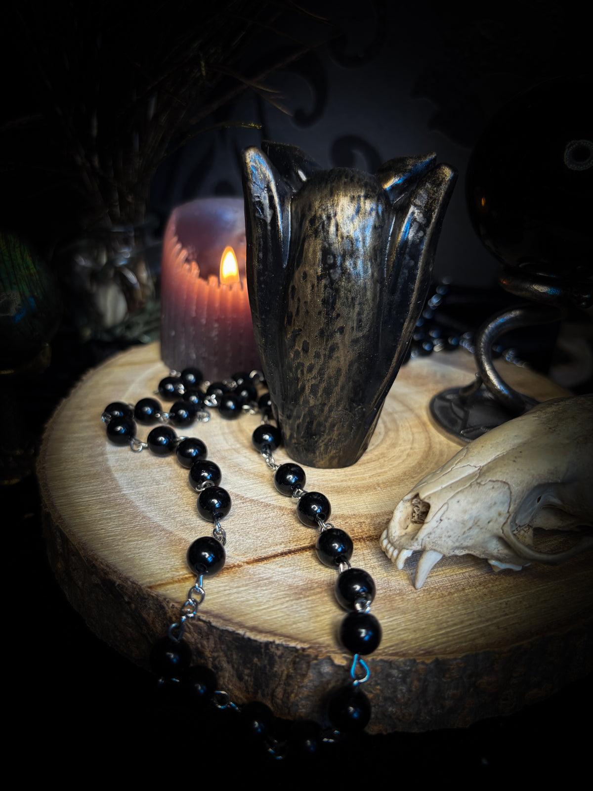 Handmade gothic bat sculpture, gold finish, hand-painted, dark nocturnal altar decor | Morbid Oddities

