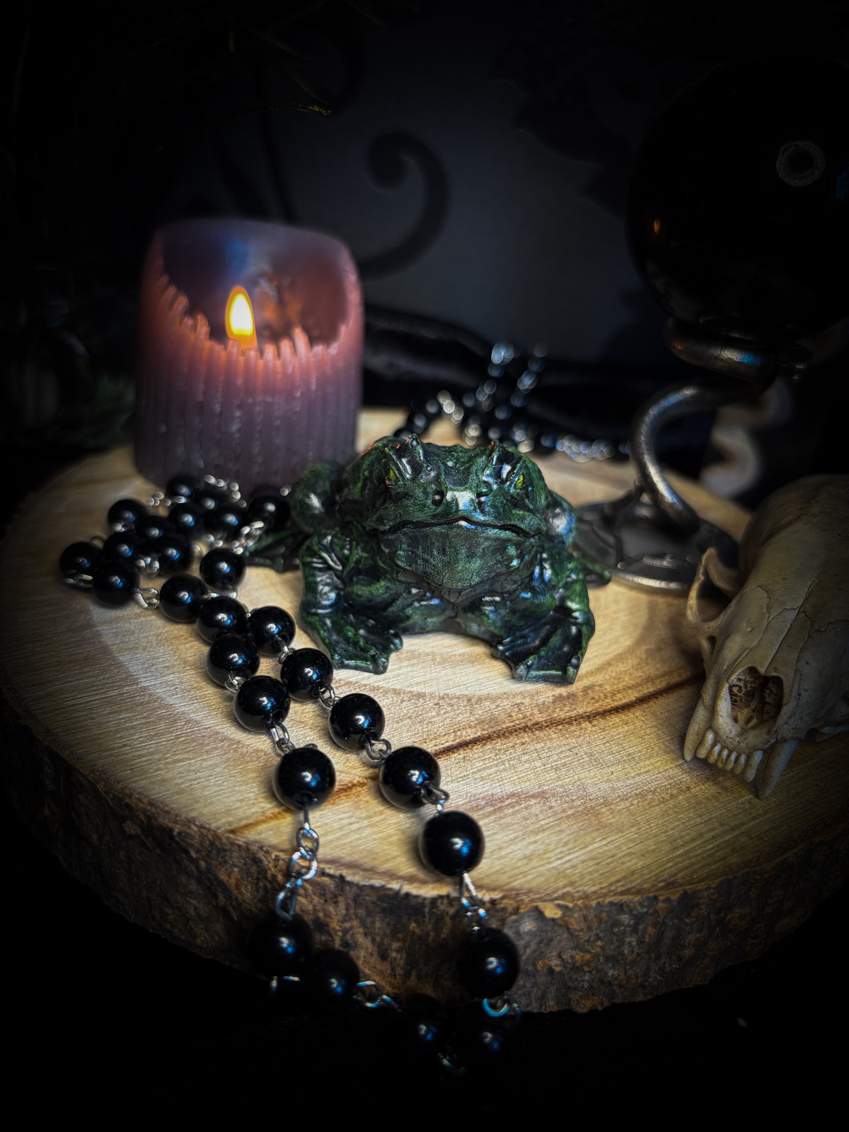 Handmade gothic toad figurine sculpture, hand-painted, whimsical dark decor | Morbid Oddities