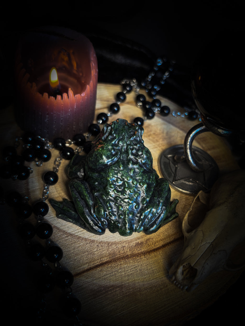 Handmade gothic toad figurine sculpture, hand-painted, whimsical dark decor | Morbid Oddities