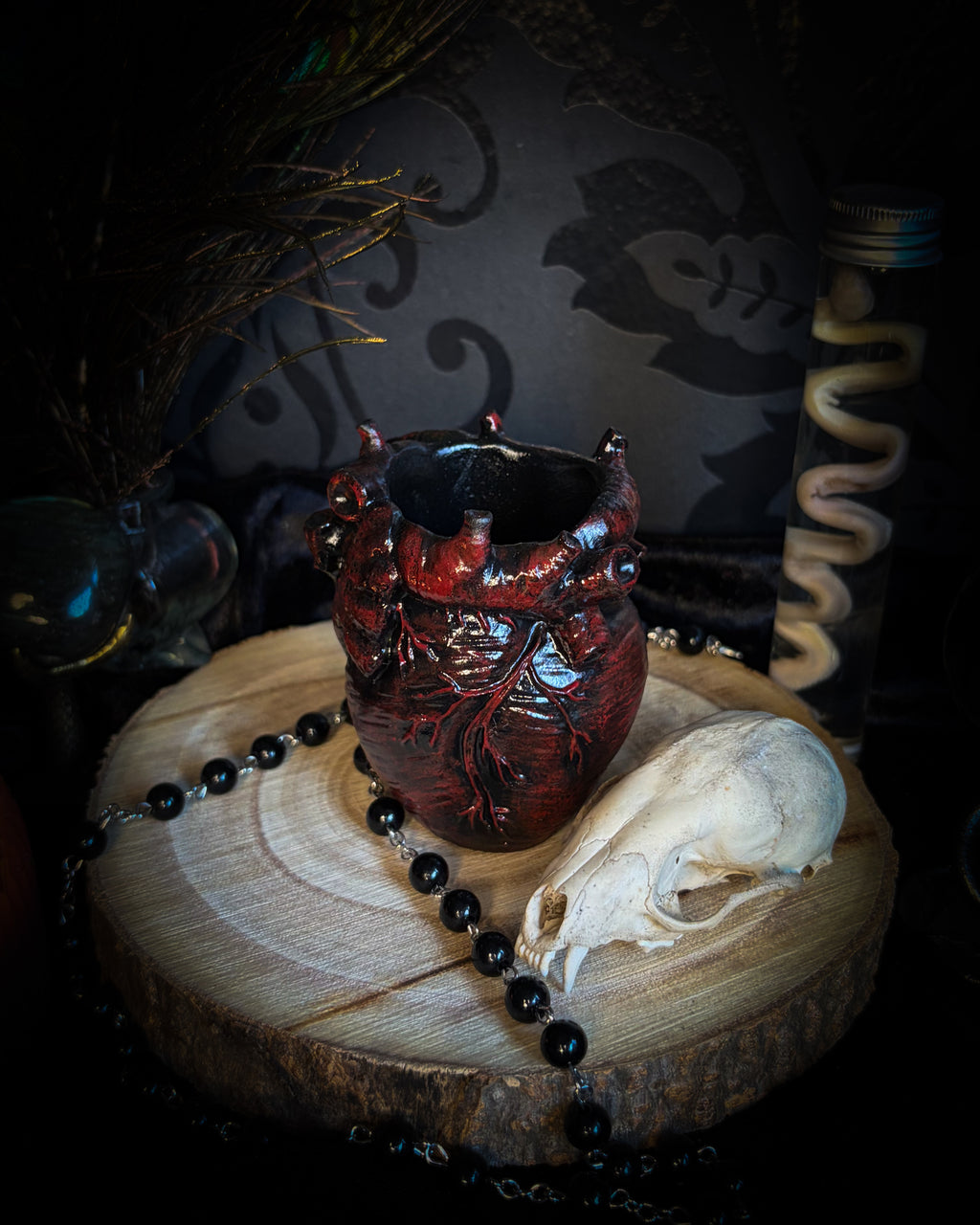 Handmade gothic anatomical heart vessel sculpture, hand-painted, dark macabre decor | Morbid Oddities