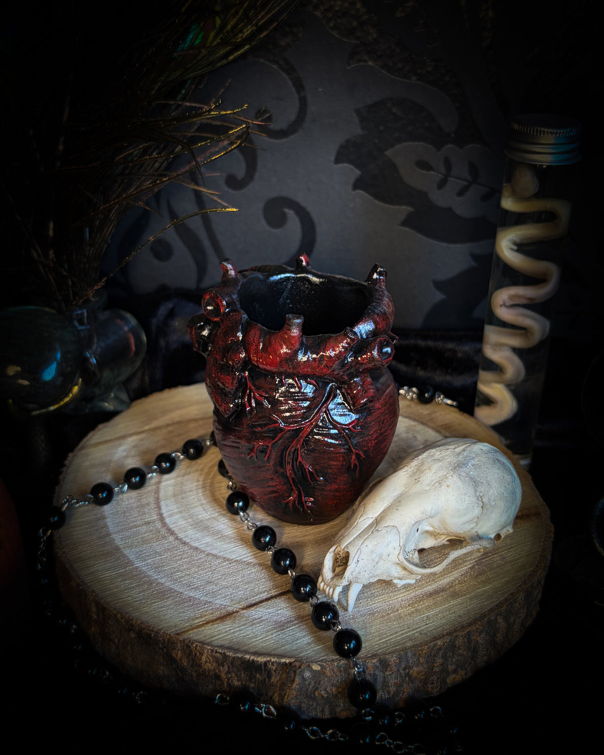 Handmade gothic anatomical heart vessel sculpture, hand-painted, dark macabre decor | Morbid Oddities