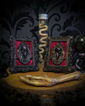 Corvusum Reliquary — handmade gothic shadowbox, made to order. Detailed handcrafted raven in ornate gothic frame on velvet background. Dark macabre wall and altar decor, 10x7.5cm.