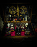 Occult Ritual casket — handmade gothic ritual casket, made to order. Fully custom devotional box with skulls, bones, crystals, sigils and symbolic elements, designed as a ceremonial altar object. Dark occult commission by Morbid Oddities.